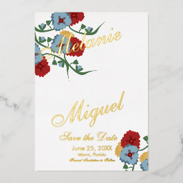 mexikanischer Blumenampersand Save the Date gepres Folieneinladung