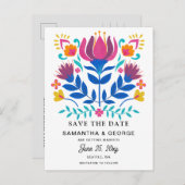 Mexikanischer Blumenfiesta Save the Date Ankündigungspostkarte (Vorne/Hinten)
