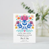 Mexikanischer Blumenfiesta Save the Date Ankündigungspostkarte (Stehend Vorderseite)