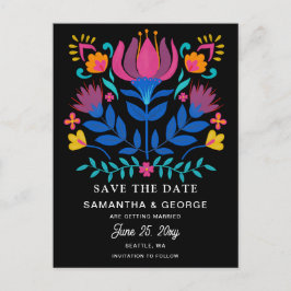 Mexikanischer Blumenfiesta Save the Date Ankündigungspostkarte