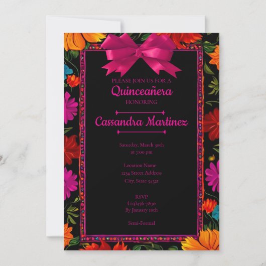 Mexikanischer Blumenladen Fiesta Quinceanera Einla Einladung (Vorderseite)