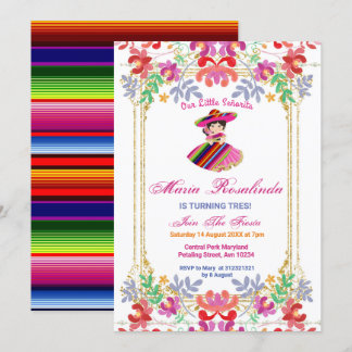 Mexikanischer Blumenmagier Fiesta Tres Geburtstag Einladung