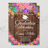 mexikanischer Blumenstrauß-Abschluss Einladung (Vorne/Hinten)
