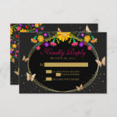 Mexikanischer Blütengolden Tiara Butterfly Quincea RSVP Karte (Vorne/Hinten)