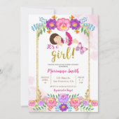 Mexikanischer Blütenschmetterling Fiesta Babydusch Einladung (Vorderseite)