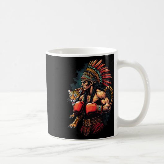 Mexikanischer Boxinca-Krieger mit Jaguar-Geist Kaffeetasse (Rechts)