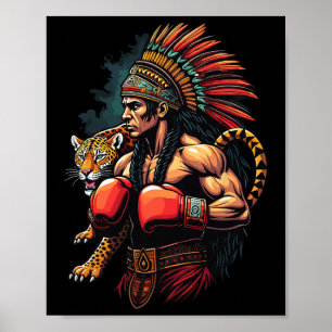 Mexikanischer Boxinca-Krieger mit Jaguar-Geist Poster