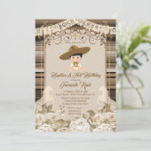 Mexikanischer Brauner Fiesta Boy Taufe und Geburts Einladung (Stehend Vorderseite)