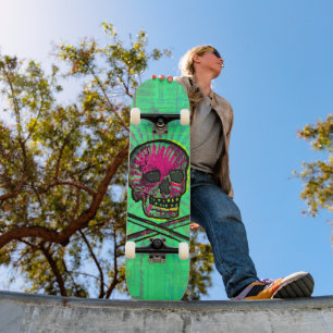 Mexikanischer Calavera Green Ray Skull Grunge Kuns Skateboard