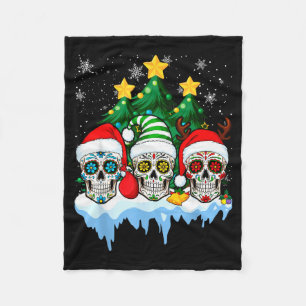 Mexikanischer Calavera Santa-Blumen-Zuckerschädel- Fleecedecke