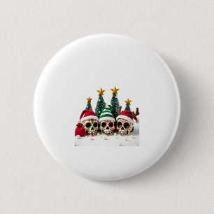 Mexikanischer Calavera Santa Flower Zucker-Schädel Button