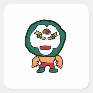 Mexikanischer Cartoon Lucha Libre Wrestler Quadratischer Aufkleber