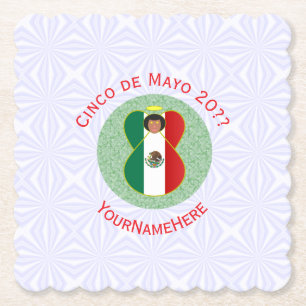 Mexikanischer Cinco de Mayo Engel Personalisiert  Untersetzer