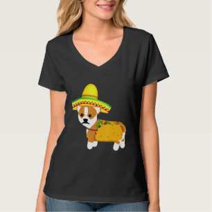Mexikanischer Corgi Taco Cinco De Mayo Fiesta Hund T-Shirt