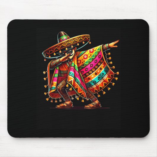Mexikanischer Dabbing-Sombrero-Schnurrbart Cinco d Mousepad (Vorne)