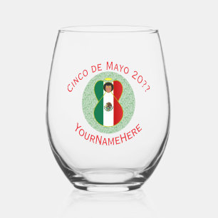 Mexikanischer Engel Cinco de Mayo Personalisiert Weinglas Ohne Stiel