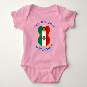 Mexikanischer Engel Hanukkah-Flagge Personalisiert Baby Strampler