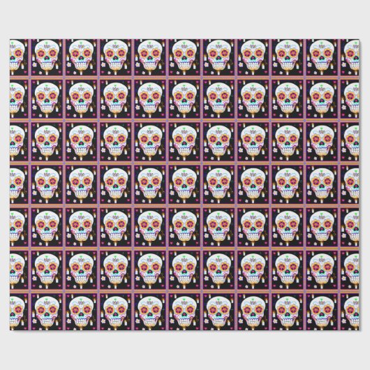 mexikanischer Feiertag des Toten Zuckerschädels Geschenkpapier (Flach)