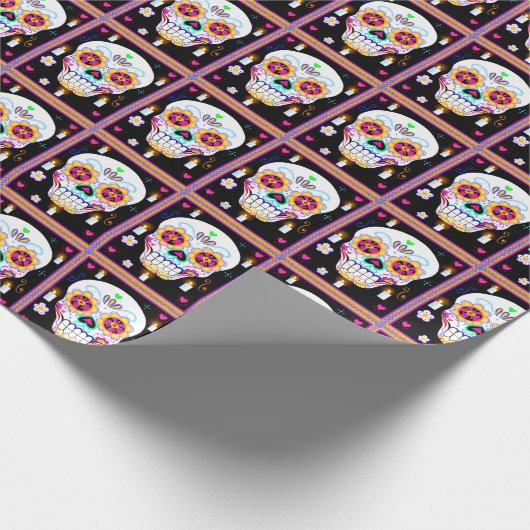 mexikanischer Feiertag des Toten Zuckerschädels Geschenkpapier (Ecke)