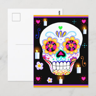 mexikanischer Feiertag des Toten Zuckerschädels Postkarte