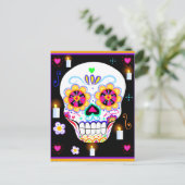 mexikanischer Feiertag des Toten Zuckerschädels Postkarte (Stehend Vorderseite)