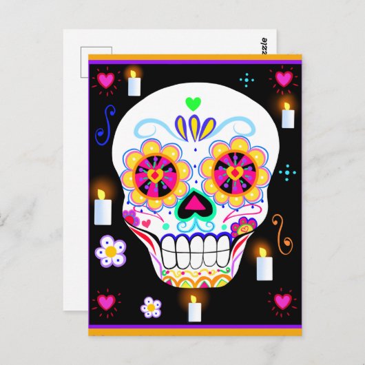 mexikanischer Feiertag des Toten Zuckerschädels Postkarte (Vorne/Hinten)