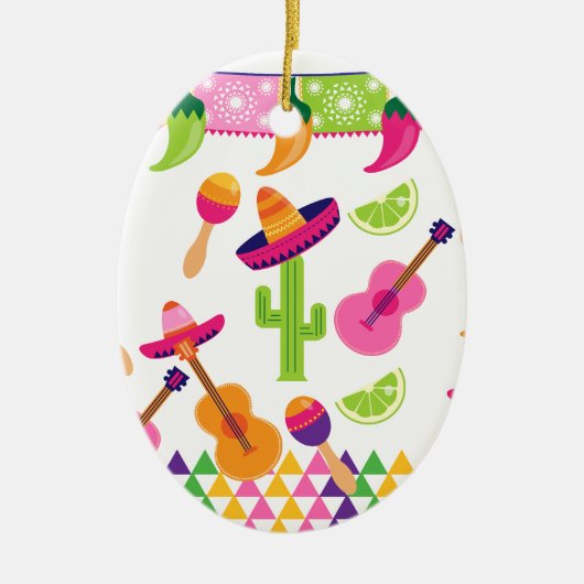 Mexikanischer Fiesta-PartySombrerosaguaro-Limone Keramik Ornament (Vorne)