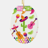 Mexikanischer Fiesta-PartySombrerosaguaro-Limone Keramik Ornament (Hinten)