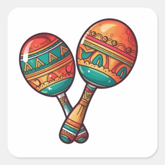 Mexikanischer Fiesta Phantastisch Maracas Quadratischer Aufkleber
