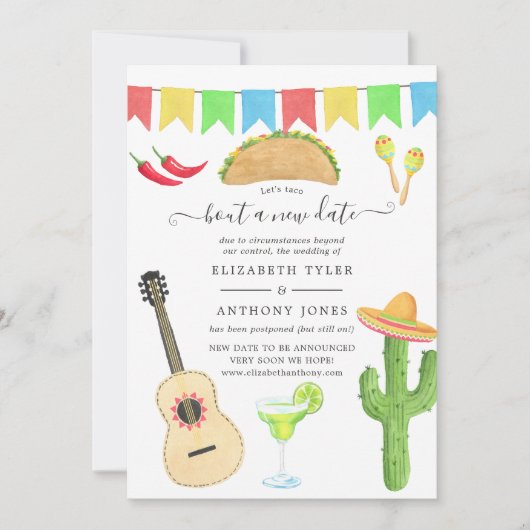 Mexikanischer Fiesta Taco über ein neues Datum Hoc Einladung (Vorderseite)