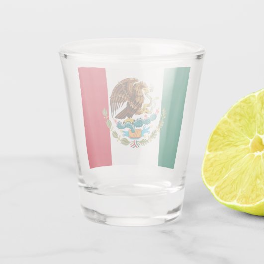 Mexikanischer Flaggen- und Mexikanischer Landpatri Schnapsglas (Rückseite)