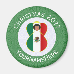 Mexikanischer Flaggen-Weihnachtsengel Personalisie Magnet