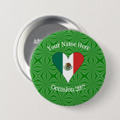 Mexikanischer Flaggenschwerpunkt Grüner Hintergrun Button (Vorne & Hinten)