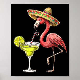 Mexikanischer Flamingo Sombrero Margarita Cinco de Poster