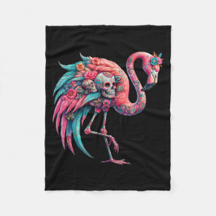 Mexikanischer Flamingo Zucker-Schädel Frauen Dia d Fleecedecke