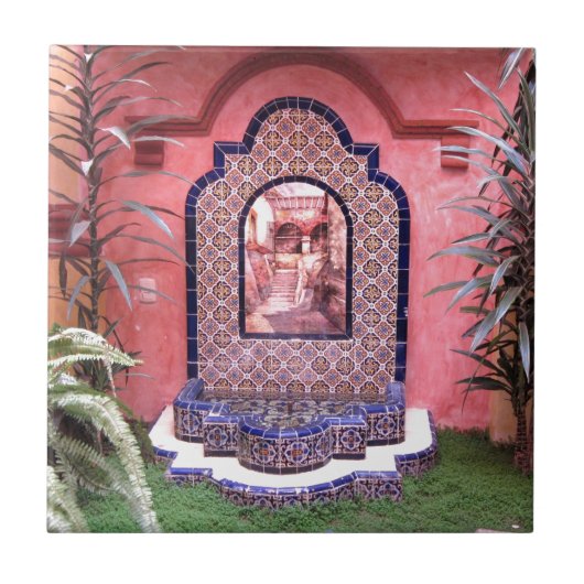 Mexikanischer Fliesen-Brunnen Fliese (Vorderseite)