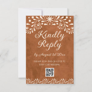 Mexikanischer floraler Hochzeits-QR-Code RSVP Karte