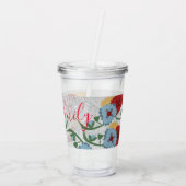 Mexikanischer Florals Grüner Sparkle Mit Monogramm Acryltrinkbecher (Rückseite)
