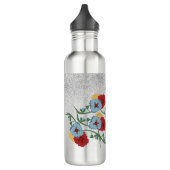 Mexikanischer Florals Grüner Sparkle Mit Monogramm Edelstahlflasche (Links)