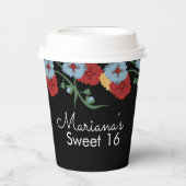 Mexikanischer Folk Florals Grüne Süße 16 Geburtsta Pappbecher (Vorderseite)
