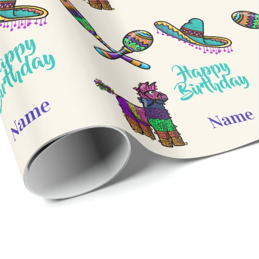 Mexikanischer Geburtstag oder Fiesta-Geschenkwrap  Geschenkpapier (Rolleneckpunkt)