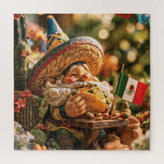 Mexikanischer Gnom mit Sombrero beim Taco-Essen Puzzle