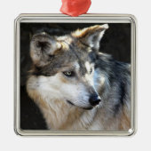 Mexikanischer grauer Wolf Silbernes Ornament (Vorne)