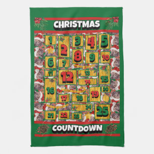 Mexikanischer haarloser Countdown-Weihnachts-Adven Geschirrtuch