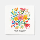 Mexikanischer Hellblütenfiesta zum Geburtstag Serviette (Vorderseite)