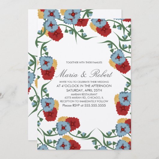 Mexikanischer Hochzeitskonzert Grüne Weinkultur Einladung (Vorne/Hinten)