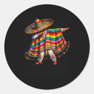 Mexikanischer Junge dabbing Poncho Cinco de Mayo S Runder Aufkleber