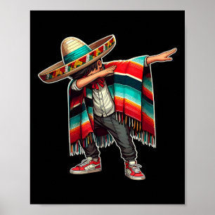 Mexikanischer Junge Dabbing Poncho Lustig Cinco De Poster