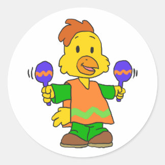 Mexikanischer Kick-Cartoon | Hintergrundfarbe ausw Runder Aufkleber