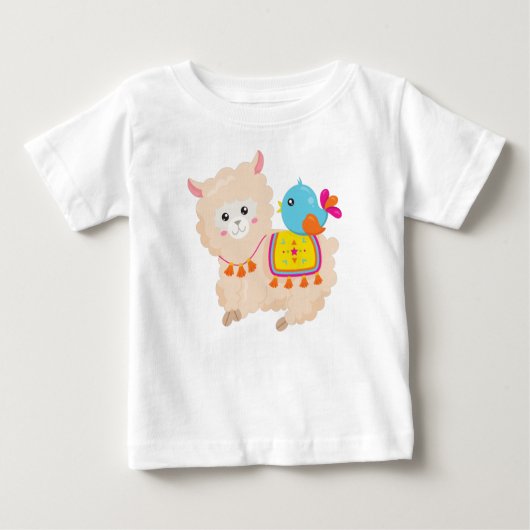 Mexikanischer Lama, Niedlicher Llama, Niedlich Alp Baby T-shirt (Vorderseite)